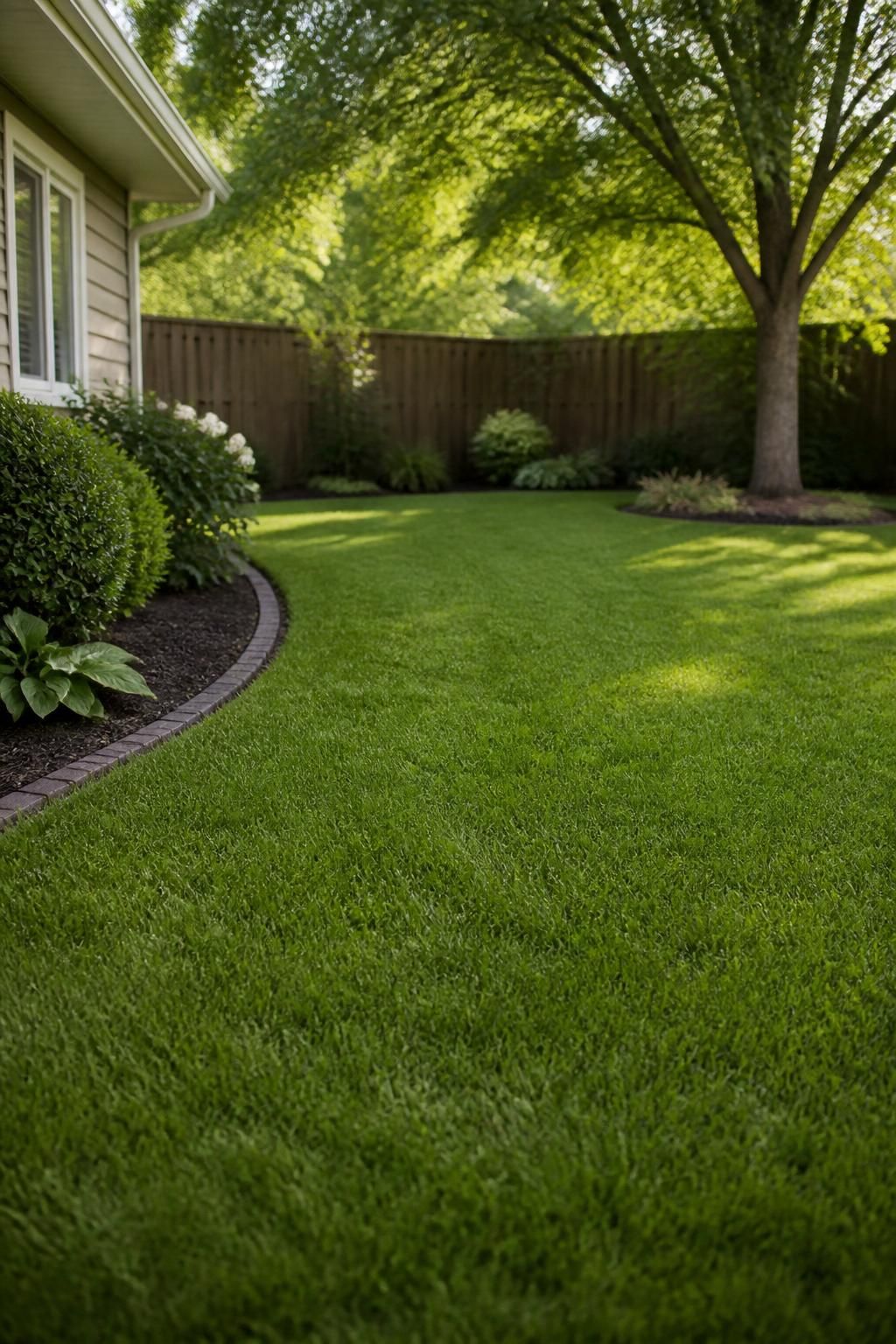Inviting residential yard with a spotless lawn and manicured edges.